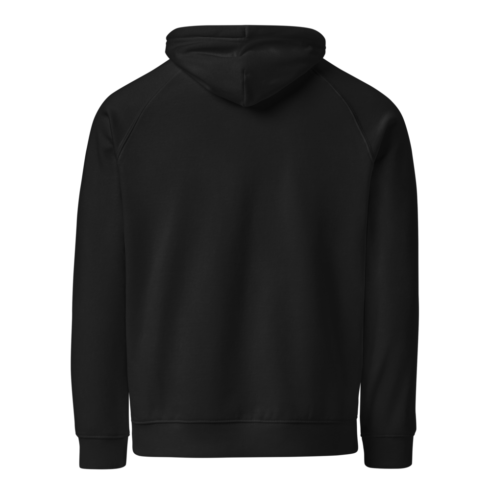 Fore & After unisex eco raglan hoodie in black — back