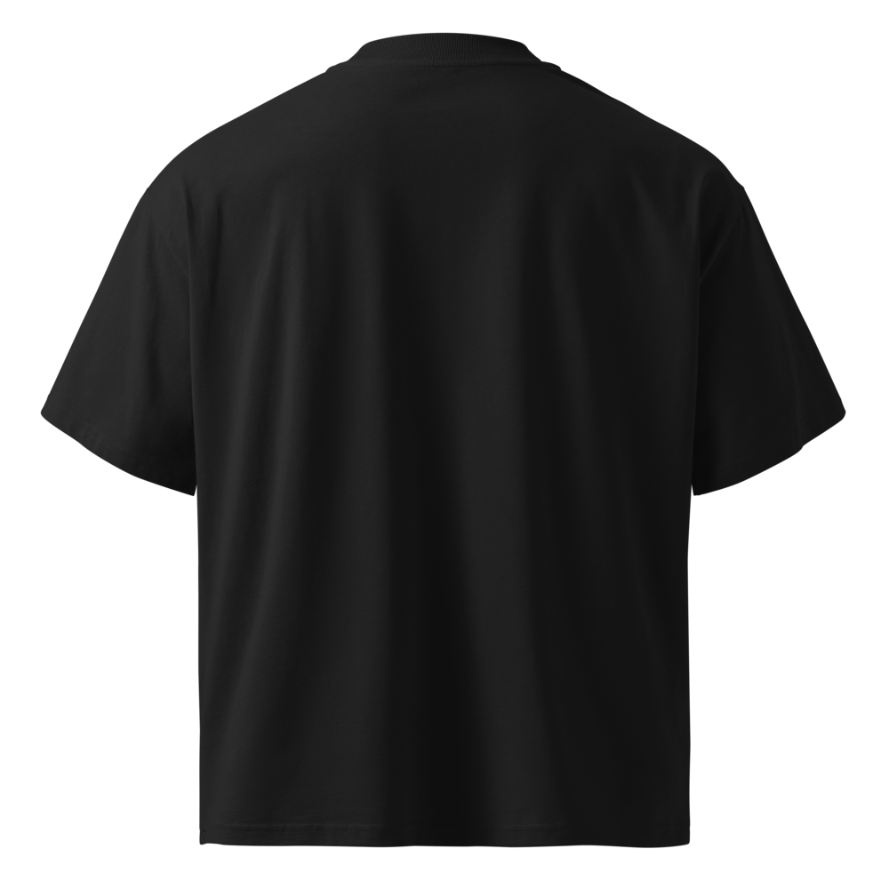 Fore & After unisex organic oversized high neck t shirt in black — back