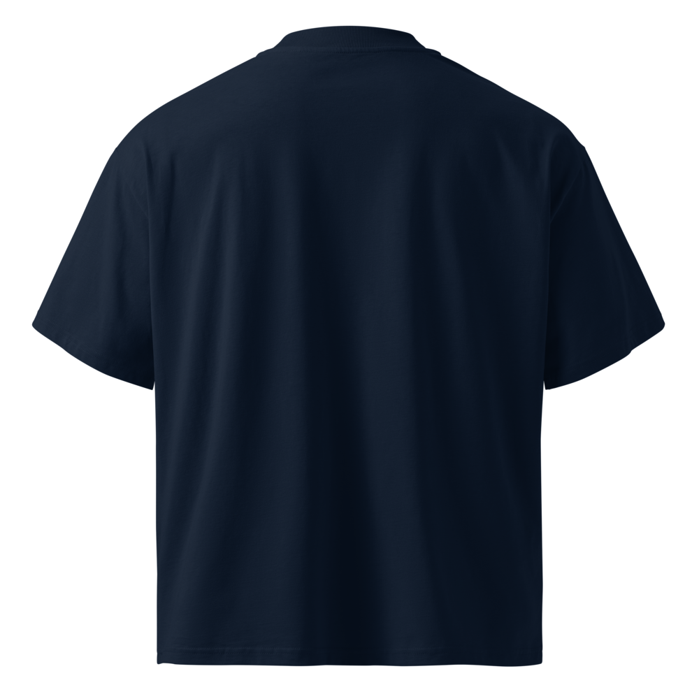 Fore & After unisex organic oversized high neck t shirt in french navy — back