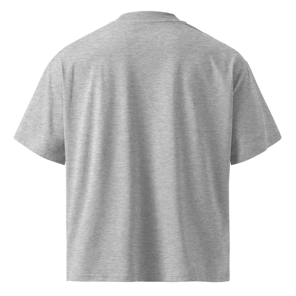 Fore & After unisex organic oversized high neck t shirt in heather grey — back