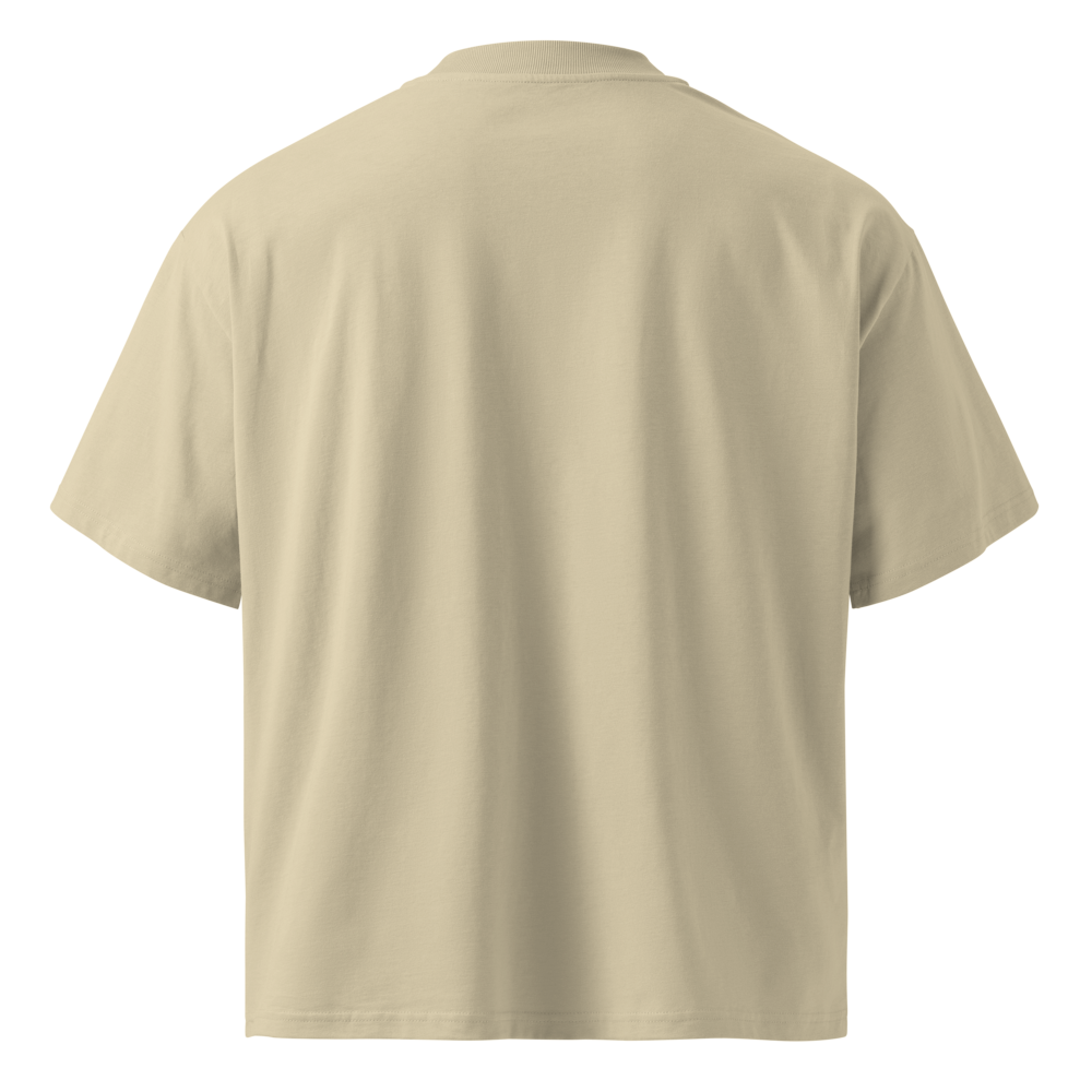 Fore & After unisex organic oversized high neck t shirt in stone — back