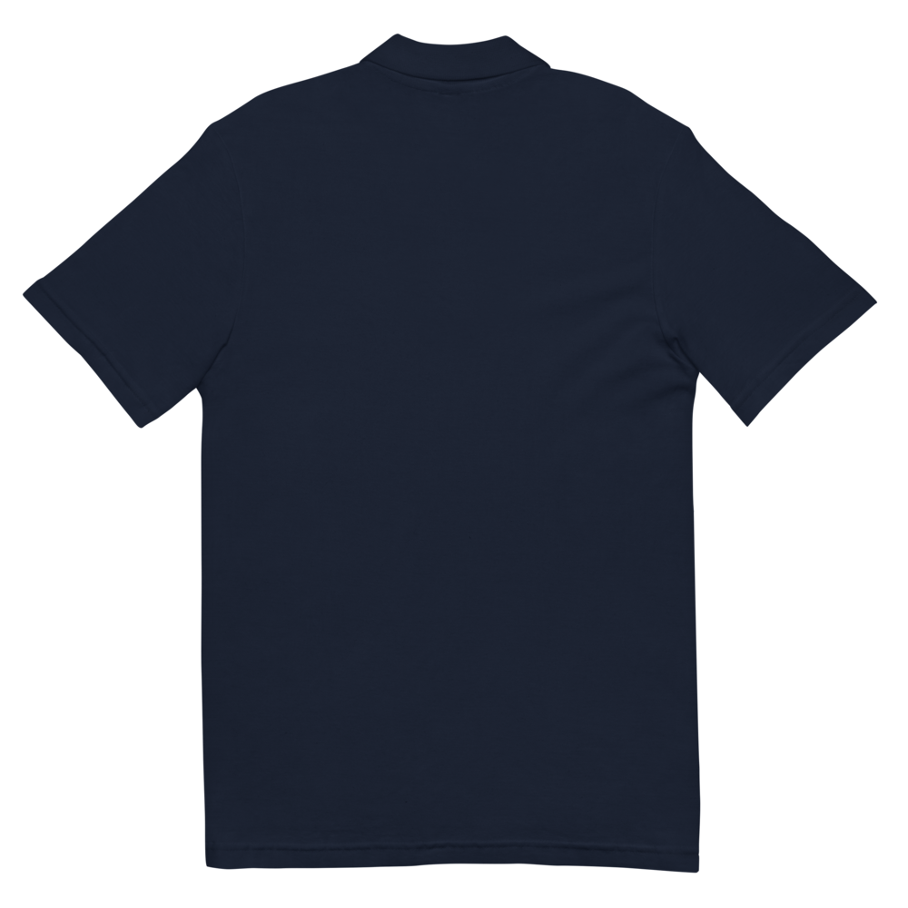 Fore & After unisex pique polo shirt in navy — back